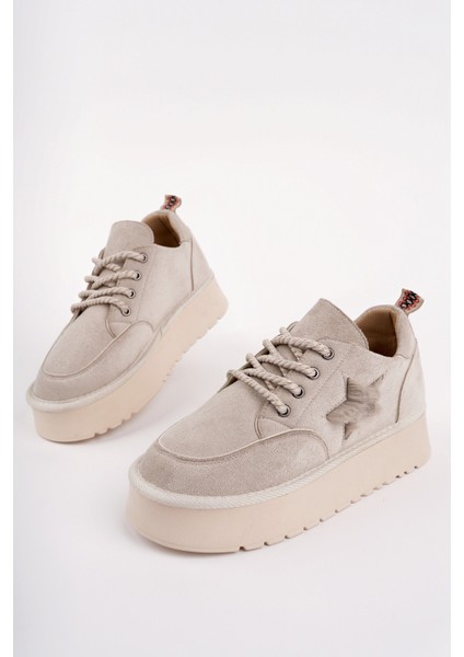 Kozmos Kalın Taban Bağcıklı Yıldız Detaylı Kadın Kışlık Sneaker Spor Ayakkabı fiyatları