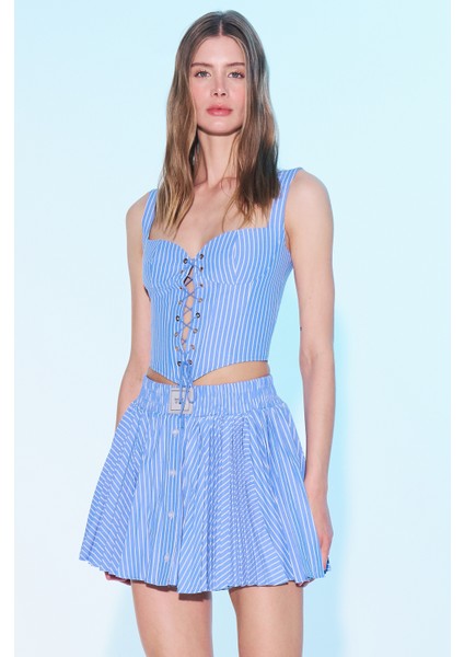 Studio Kadın Yazlık Büstiyer Pamuk Polyester Açık Yaka Kolsuz Indıgo Renk fiyatları