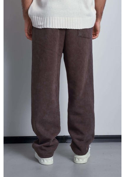 Erkek Baskılı Yıkamalı Baggy Fit Eşofman Kahverengi fırsatları