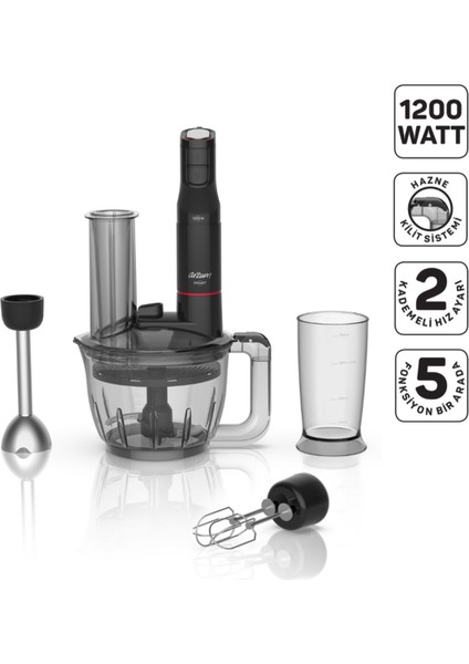 Güçlü 1200W Çok Fonksiyonlu Blender Seti Siyah, Dayanıklı ve Şık Tasarım