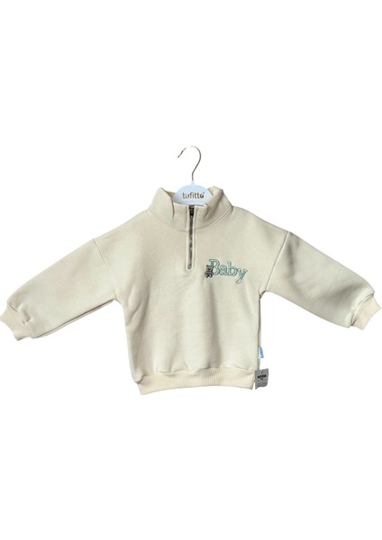 "baby" Nakışlı Fermuarlı Yaka Sweatshirt ve Turkuaz Eşofman Takımı modelleri