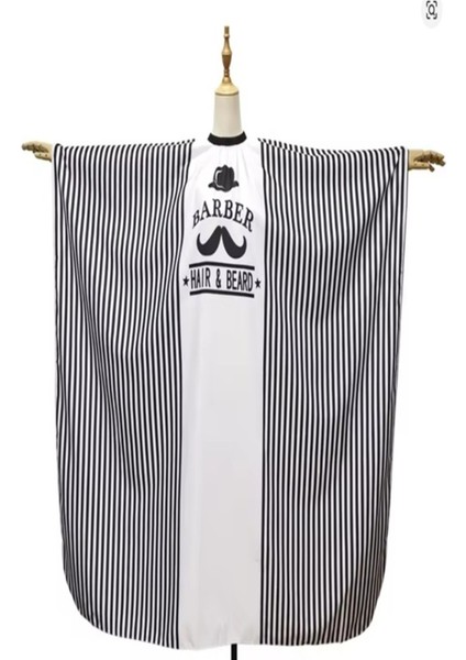 Penuar Siyah Beyaz Çizgi Desenli Berber Kesim Önlüğü Tıraş Önlüğü