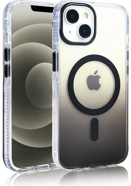 Apple iPhone 14 Kılıf M-Safe Şarj Özellikli Transparan Renk Geçişli Toros Kapak