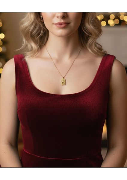 Fıora Gold Kaplama Tarot Kolye Ucu Ayarlanabilir Gold Zincir