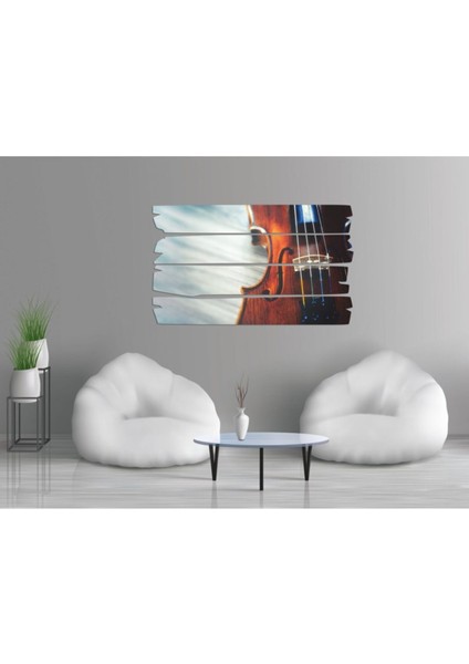 Beyaz Mdf Keman Tablo 1381 (Model E) Müzik Dekoru, Şık ve Modern Tasarım