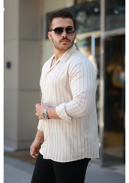 Erkek Çizgili Keten Gömlek fiyatları