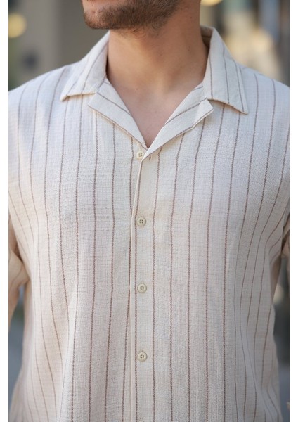 Erkek Çizgili Keten Gömlek modelleri
