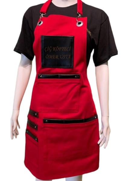 Askılı Mutfak-Aşçı-Garson-Restoran Önlükleri Unisex Deri Detaylı Ayarlanabilir Önlük Çeşitleri