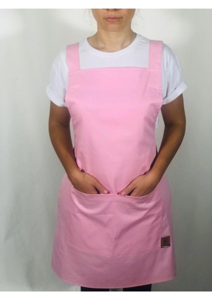 Kadın Pembe Cepli Mutfak Önlüğü