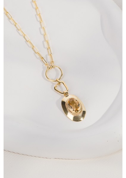 14 K Gold Kaplama 925 Ayar Gümüş Faset Doğal Sitrin Y Kolye fiyatları
