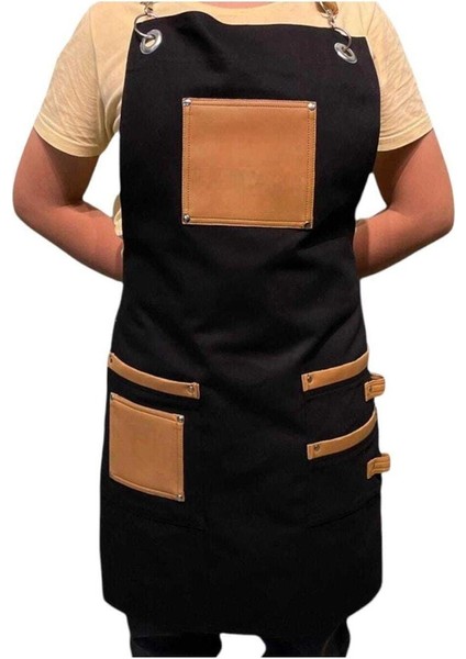 Yeni Sezon Trend Önlükler Deri Cep Detaylı Chef Garson Cafe Önlükleri
