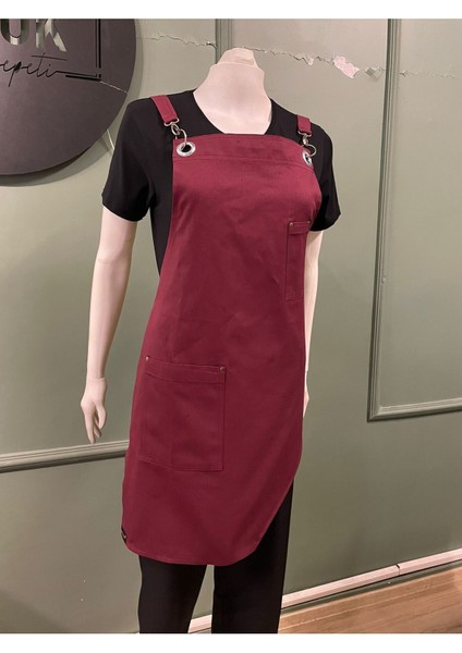 Bordo Renk Astromik Kesim Cafe/restorant Önlüğü modelleri