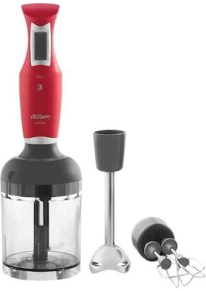 3 Fonksiyonlu Blender Seti, 900 W, 800 Ml, Kırmızı Renk, Çok Amaçlı Kullanım