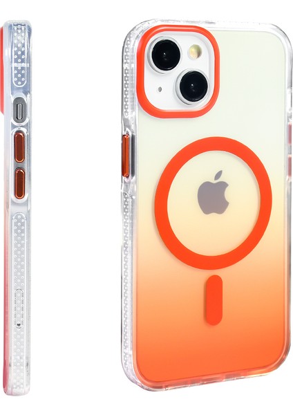 Apple iPhone 13 Kılıf M-Safe Şarj Özellikli Transparan Renk Geçişli Toros Kapak