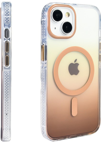 Apple iPhone 14 Kılıf M-Safe Şarj Özellikli Transparan Renk Geçişli Toros Kapak
