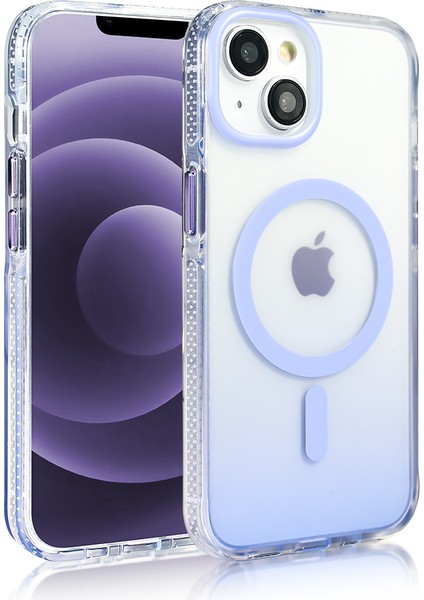 Apple iPhone 14 Kılıf M-Safe Şarj Özellikli Transparan Renk Geçişli Toros Kapak