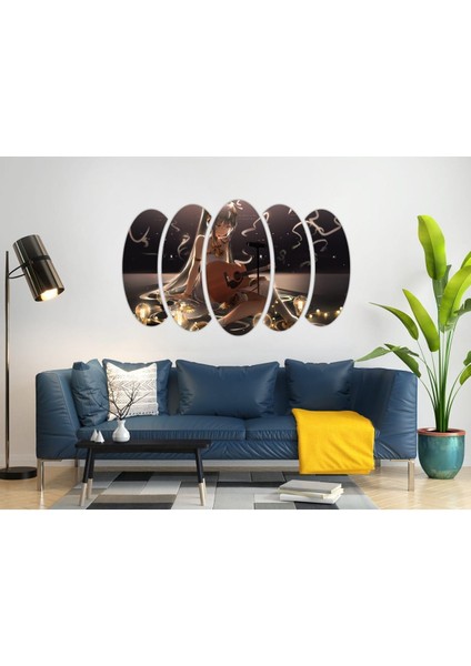 Beyaz Gitar Temalı Mdf Tablo, Şık Dekorasyon Parçası, Model A