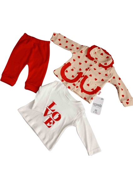 Kız Çocuk Kalpli Lüks 3'lü Takım indirimleri