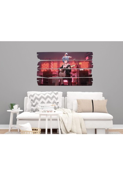 Turuncu Mdf Tablo, Müzik Aleti ve Kız Temalı, Vintage Dekorasyon Parçası modelleri