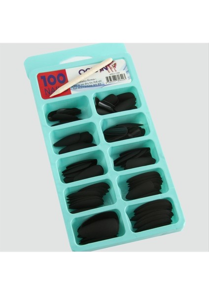 Msa-Shop 100 Adet Mat Takma Tırnak-Siyah