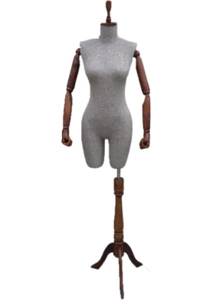 Gri Ahşap Kollu Kadın Pantolon Mankeni 38 Beden, Şık ve Rahat Tasarım