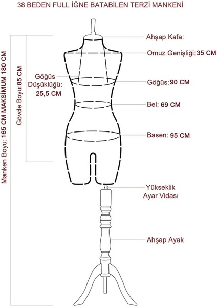 Gri Ahşap Kollu Kadın Pantolon Mankeni 38 Beden, Şık ve Rahat Tasarım modelleri