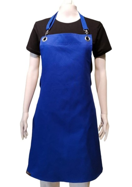 Cepsiz Boyundan Ayarlanabilir Saks Mavisi Askılı Önlük