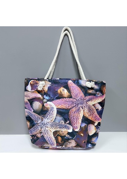 Zengezur Deniz Yıldızı Desenli Plaj Çantası-Mor modelleri
