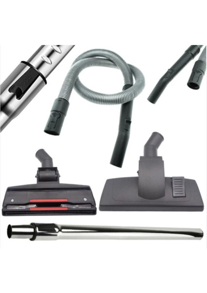 Gri Çelik Borulu Yatık Torbalı Süpürge Uyumlu Hortum Seti
