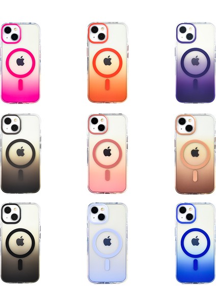 Apple iPhone 14 Kılıf M-Safe Şarj Özellikli Transparan Renk Geçişli Toros Kapak modelleri