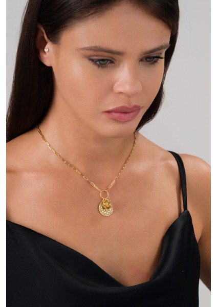 14 K Gold Kaplama 925 Ayar Gümüş Yaşam Çiçeği Doğal Sitrin Kolye fiyatları