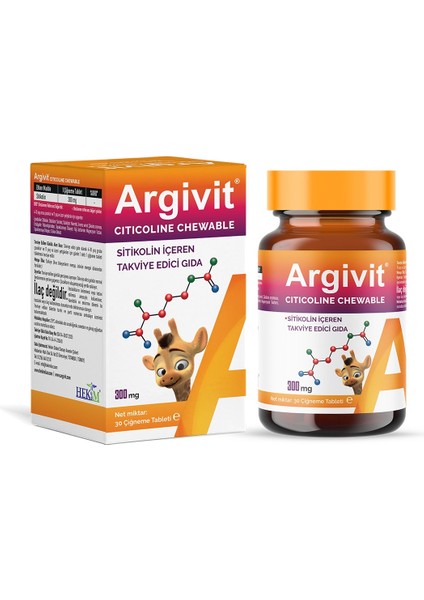 Argivit Citicoline Chewable Sitikolin Içeren Takviye Edici Gıda 30 Tablet