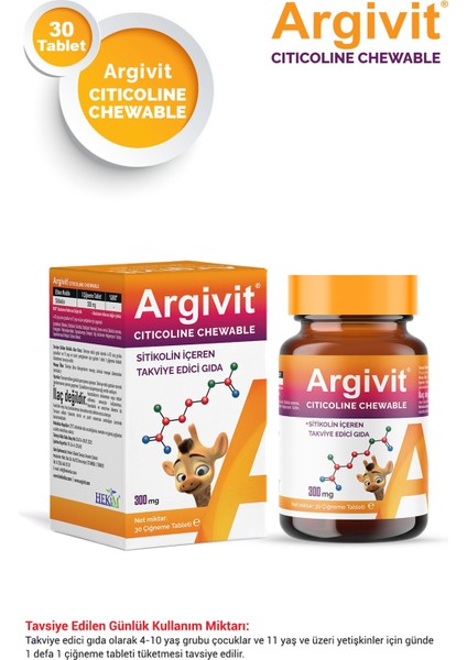 Argivit Citicoline Chewable Sitikolin Içeren Takviye Edici Gıda 30 Tablet fiyatları