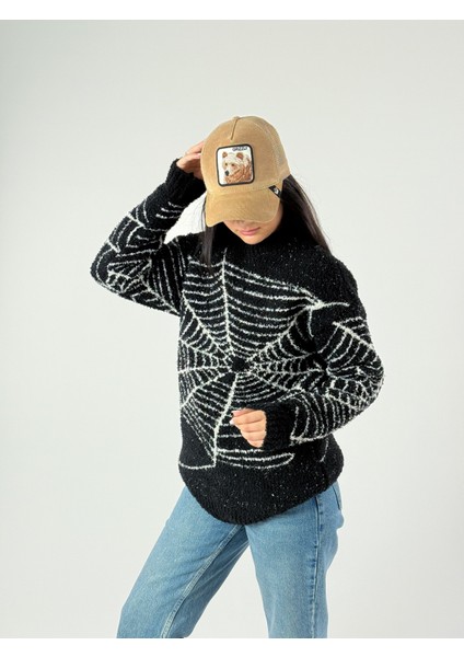 Örümcek Ağı Desenli Kadın Peluş Sweat fiyatları