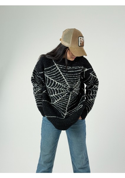 Örümcek Ağı Desenli Kadın Peluş Sweat fırsatları