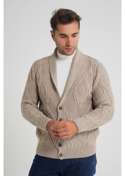 Erkek Yürütme Baklava Desen Şal Yaka Düğmeli Yün Hırka TRIST-5359 fiyatları