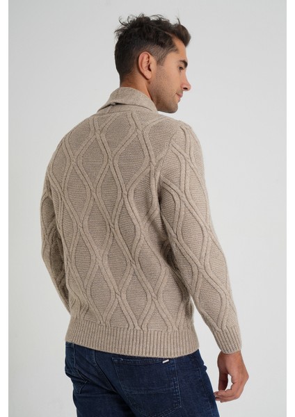 Erkek Yürütme Baklava Desen Şal Yaka Düğmeli Yün Hırka TRIST-5359 modelleri