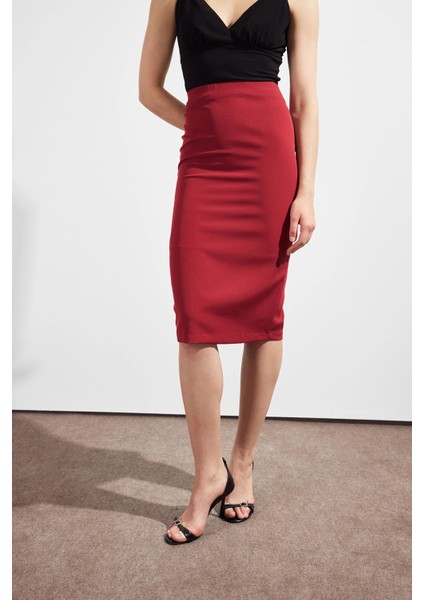 Kadın Bordo Mevsimlik Yırtmaç Detaylı Etek 1903-70 fiyatları