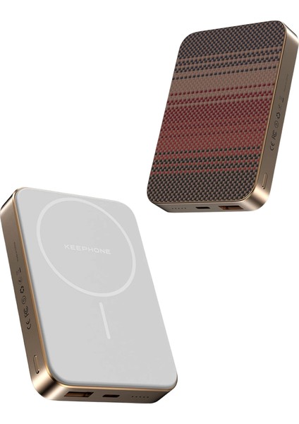 Apple Samsung Uyumlu Kevlar Fiber Tasarım 10.000 Mah 22.5W USB 20W Type-C ve 15W Kablosuz Şarj Magsafe Powerbank modelleri