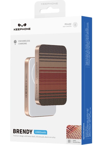 Apple Samsung Uyumlu Kevlar Fiber Tasarım 10.000 Mah 22.5W USB 20W Type-C ve 15W Kablosuz Şarj Magsafe Powerbank