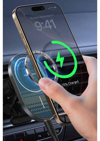 Kevlar Karbon Tasarım Seanova 2in1 360 Derece Ayarlanabilir 15W Kablosuz Şarj Destekli Manyetik Magsafe Telefon Tutucu fırsatları