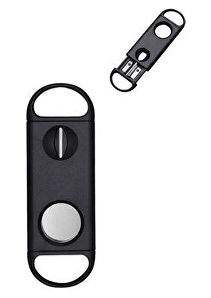 V-Cut ve Düz Puro Makası Kesicisi Ergonomik Tasarım 11,9 cm Siyah RA48