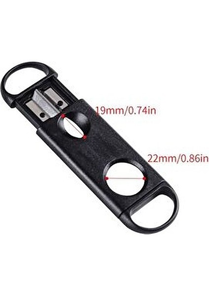 V-Cut ve Düz Puro Makası Kesicisi Ergonomik Tasarım 11,9 cm Siyah RA48