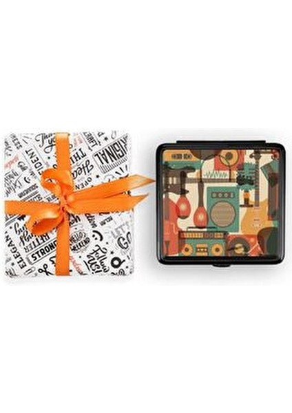 Şık Hediye Seçeneği Müzik Temalı Sigara Tabakası Mat Siyah Metal 20 Adet Kapasite 95 x 90 mm