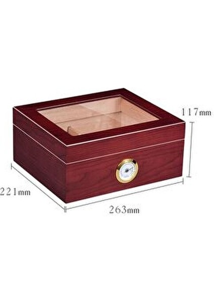 Kırmızı Camlı Humidor Puro Kutusu Sedir Ağacı ile Şık Tasarım RB95khv
