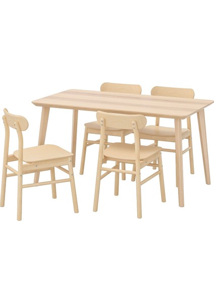 Mutfak Masası Takımı, Huş, 4 Sandalyeli