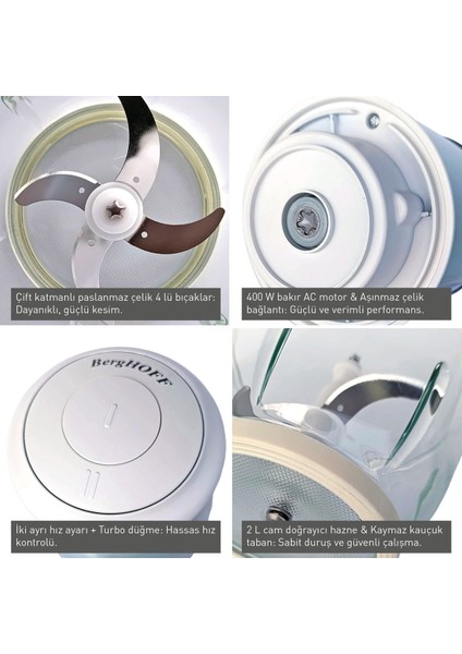 Mint Yeşili Elektrikli Doğrayıcı, 400 W, Şık ve Pratik Kullanım Sağlar. modelleri