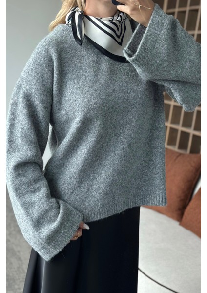 Gri Bisiklet Yaka Kazak - 04621 fiyatları