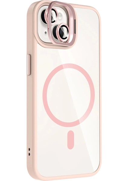 Bfs Apple iPhone 15 Remim Lensli Magsafe Standlı Kapak - Pembe fiyatları