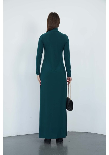 Dora Kadın Maxi Boy Balıkçı Yaka Sandy Elbise-Zümrüt Yeşil fırsatları